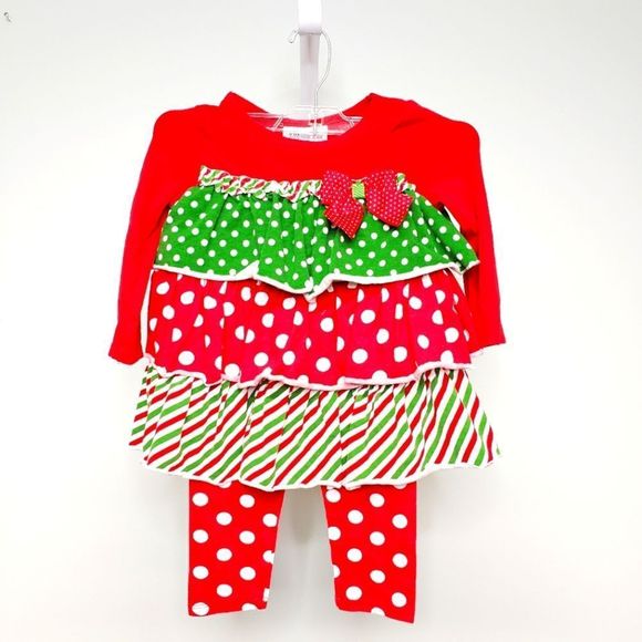 Bonnie Jean Christmas Tired 2 Piece Set Size 3T - Picture 1 of 9